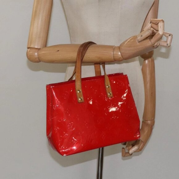 LOUIS VUITTON Monogram Vernis Reade PM Hand Bag Red Rouge - Picture 1 of 16